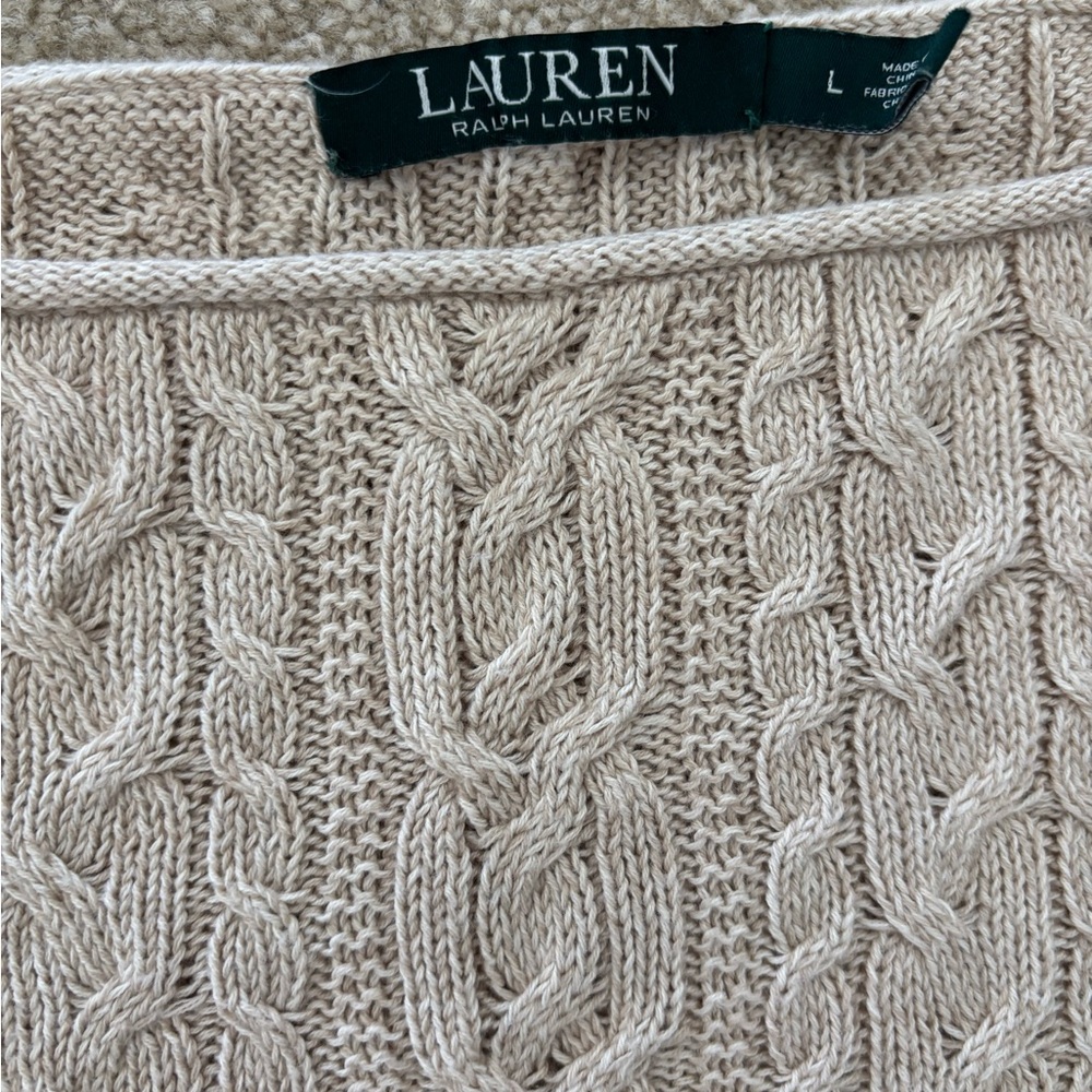 Lauren Ralph Lauren Cream Cable-Knit Crew Sweater